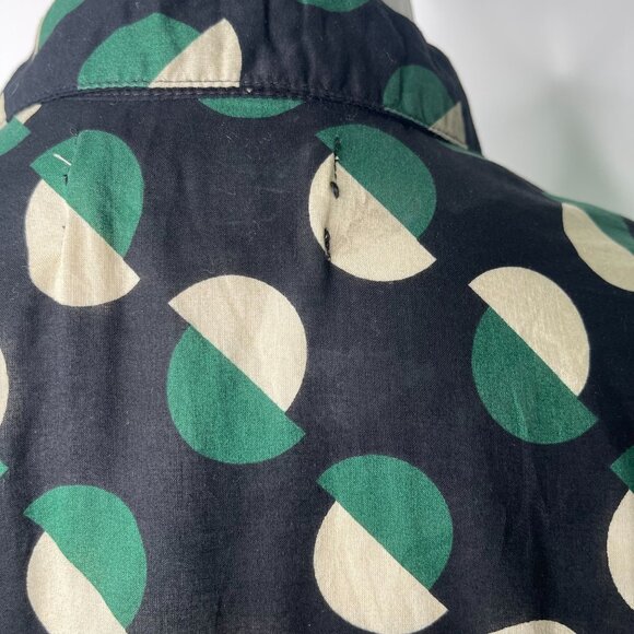 Nice Things Women's Black Green Polka Dot Pattern Button Down Blouse Size M - Picture 12 of 13
